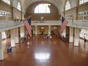 Interior phot of Immigration Hall, Ellis Island